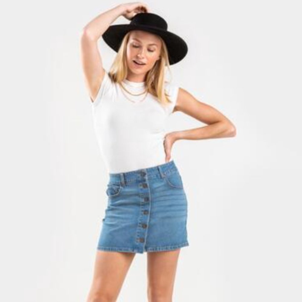 Francesca's Jean Button Down Skirt